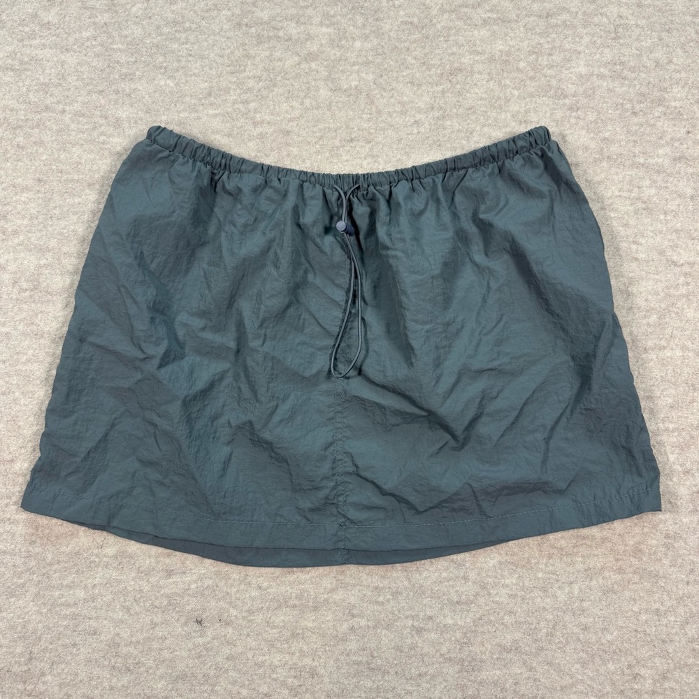 Vintage Dark Teal Drawstring Mini Skirt